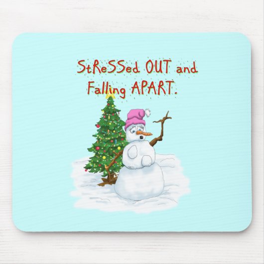 Grappig kerstfeest cartoon van dame snewman muismat (Voorkant)