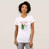 Grappig kerstfeest cartoon van dame snewman t-shirt (Voorkant volledig)