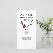 Grappig kerstfeest Covid Face Mask Reindeer Feestdagenkaart (Staand voorkant)