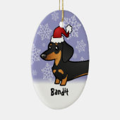 Grappig kerstfeest Dachshund (gladde jas) Keramisch Ornament (Rechts)