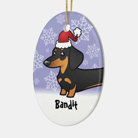 Grappig kerstfeest Dachshund (gladde jas) Keramisch Ornament (Links)