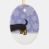 Grappig kerstfeest Dachshund (gladde jas) Keramisch Ornament (Achterkant)