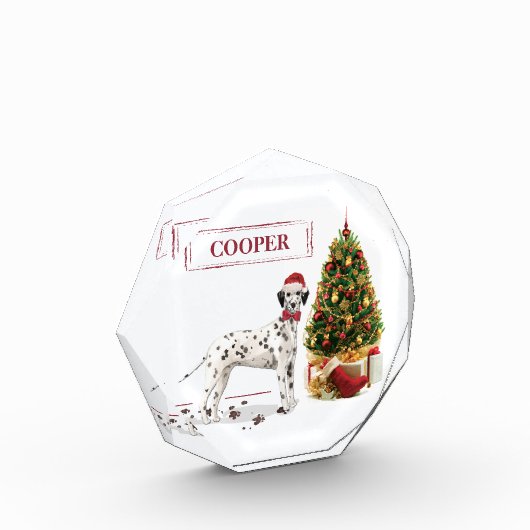 Grappig kerstfeest Dalmatiaanse hond en boom Fotoblokken (Links)