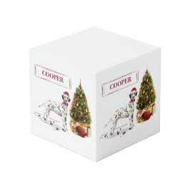 Grappig kerstfeest Dalmatiaanse hond en boom Kubus