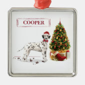Grappig kerstfeest Dalmatiaanse hond en boom Metalen Ornament (Voorkant)