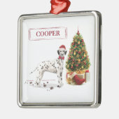 Grappig kerstfeest Dalmatiaanse hond en boom Metalen Ornament (Links)
