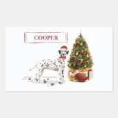 Grappig kerstfeest Dalmatiaanse hond en boom Rechthoekige Sticker (Voorkant)