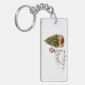 Grappig kerstfeest Dalmatiaanse hond en boom Sleutelhanger (Voorkant Links)