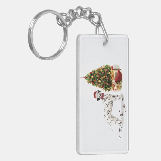 Grappig kerstfeest Dalmatiaanse hond en boom Sleutelhanger (Voorkant Links)
