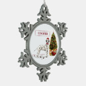 Grappig kerstfeest Dalmatiaanse hond en boom Tin Sneeuwvlok Ornament (Links)