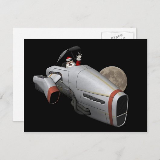 Grappig kerstfeest dat een ruimtevaartuig vliegt feestdagenkaart (Voorkant / Achterkant)