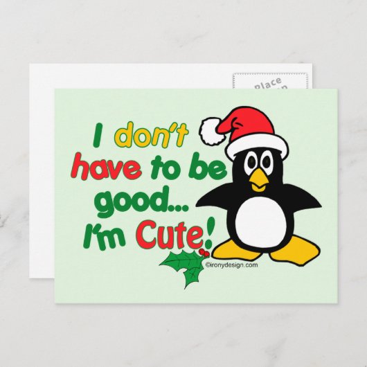 Grappig kerstfeest dat ik niet goed hoef te zijn.  feestdagenkaart (Voorkant / Achterkant)