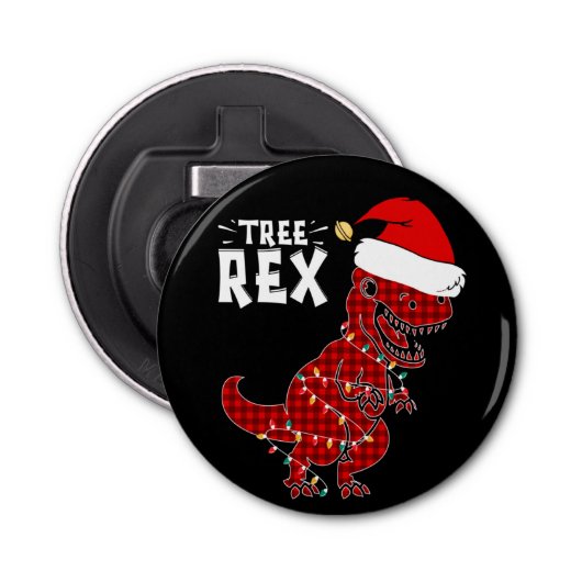 Grappig kerstfeest Dinosaur Tree Rex Bottle Opener (Voorkant)