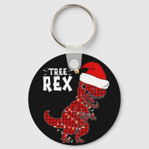 Grappig kerstfeest Dinosaur Tree Rex Sleutelhanger