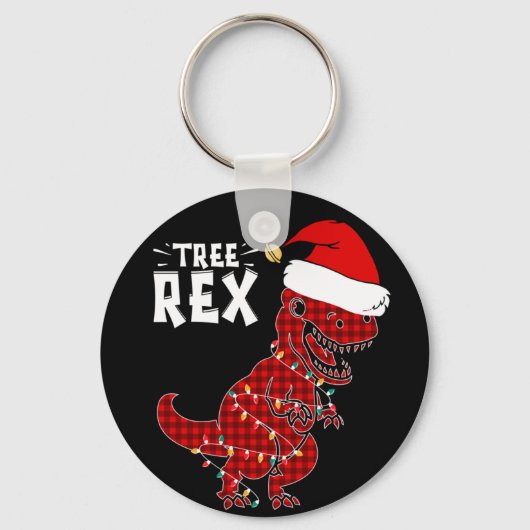 Grappig kerstfeest Dinosaur Tree Rex Sleutelhanger (Voorkant)
