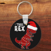 Grappig kerstfeest Dinosaur Tree Rex Sleutelhanger (Voorkant)
