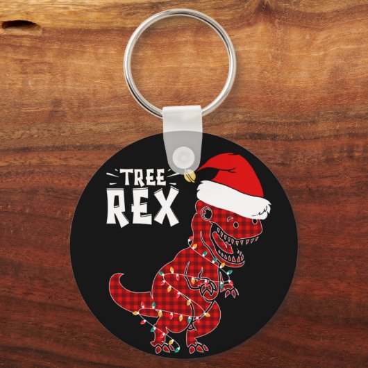Grappig kerstfeest Dinosaur Tree Rex Sleutelhanger (Voorkant)