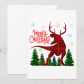 grappig kerstfeest dinosaurus hert geruit kaart (Voorkant / Achterkant)