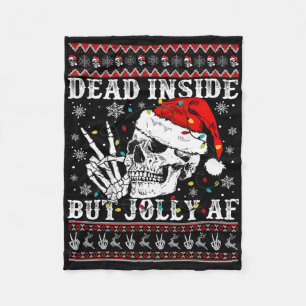Grappig kerstfeest Dode Binnenkant Skelet Schedel Fleece Deken
