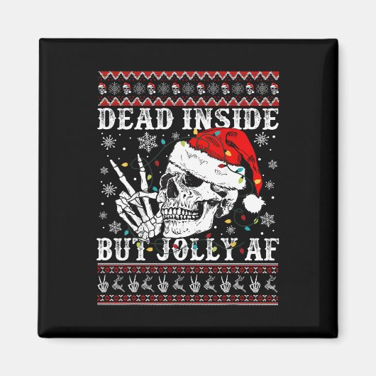 Grappig kerstfeest Dode binnenkant skelet schedel Magneet (Voorkant)