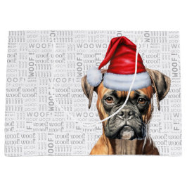 Grappig kerstfeest Dog Boxer Lover Wof Words Holid Groot Cadeauzakje