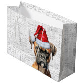 Grappig kerstfeest Dog Boxer Lover Wof Words Holid Groot Cadeauzakje (Voorkant Gekanteld)