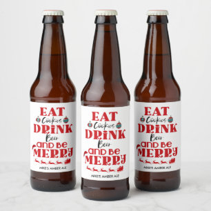 Grappig kerstfeest-Drink-bier zijn prettige homepa Bier Etiket
