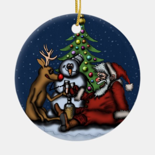 Grappig kerstfeest drink boomversiering keramisch ornament (Voorkant)