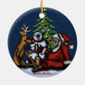 Grappig kerstfeest drink boomversiering keramisch ornament (Achterkant)