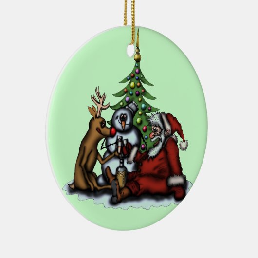 Grappig kerstfeest drink boomversiering keramisch ornament (Rechts)