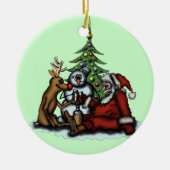 Grappig kerstfeest drink boomversiering keramisch ornament (Voorkant)