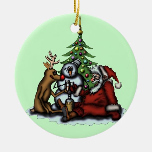 Grappig kerstfeest drink boomversiering keramisch ornament (Voorkant)