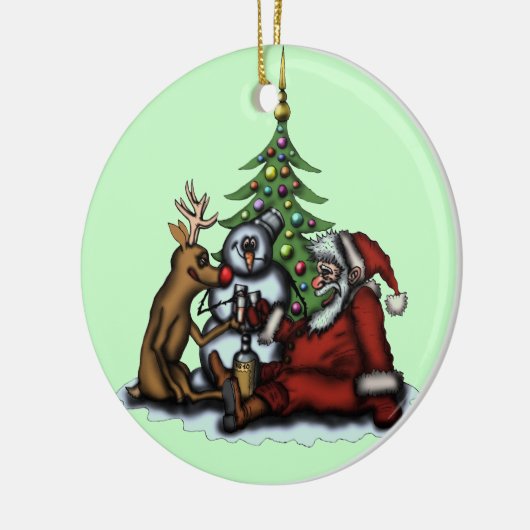 Grappig kerstfeest drink boomversiering keramisch ornament (Links)