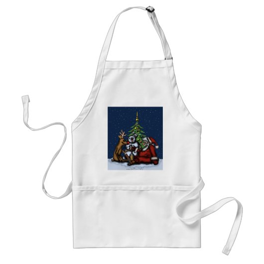 Grappig kerstfeest drink cartoon standaard schort (Voorkant)