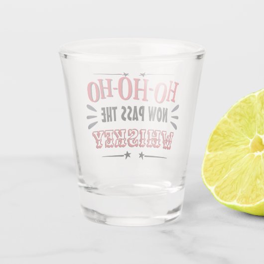 Grappig kerstfeest drink wie de WHISKEY passeert Shot Glas (Achterkant)