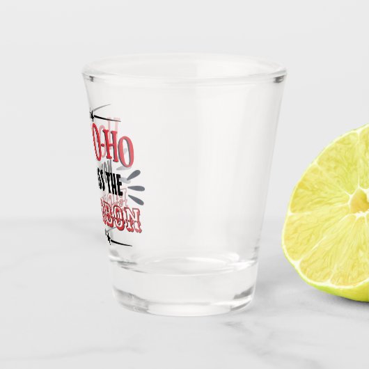 Grappig kerstfeest drink wie er passeert. shot glas (Rechts)