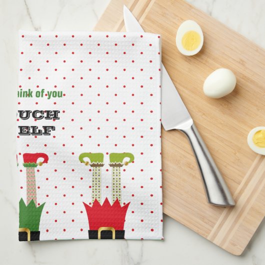 Grappig Kerstfeest Elf Theedoek (Quarter Fold)