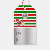 Grappig kerstfeest Flamingo Red en Green Cute Humo Cadeaulabel (Achterkant)