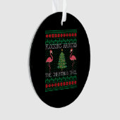 Grappig kerstfeest Flamingo Ugly KerstSweater Ornament (voorkant)
