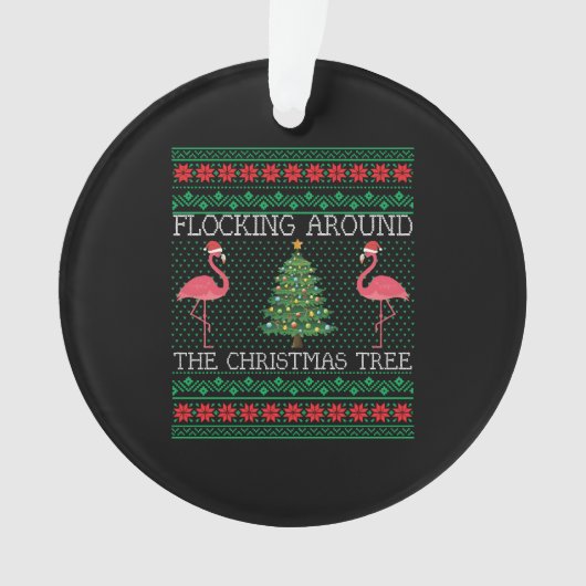 Grappig kerstfeest Flamingo Ugly KerstSweater Ornament (voorkant)
