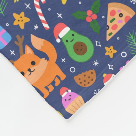 Grappig kerstfeest fleece deken (Hoek)