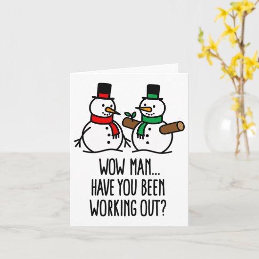 Grappig kerstfeest Funny Gym Bodybuilding Workout  Kaart (Gele Bloem)