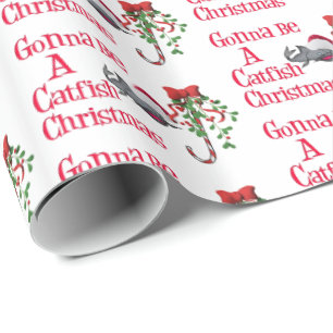 Grappig kerstfeest Gevist ♫ Catfish Kerstgoud Cadeaupapier