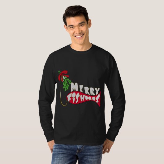 Grappig kerstfeest Gevist - Merry Fishmas T-shirt (Voorkant volledig)
