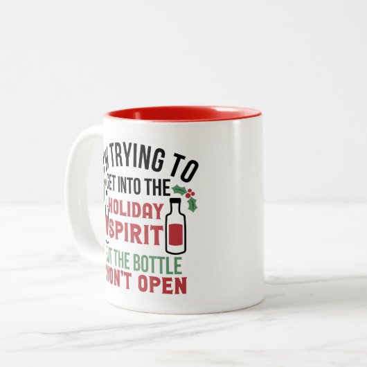 Grappig kerstfeest Gezegde Holiday Coffee Tea Tweekleurige Koffiemok (Voorkant links)