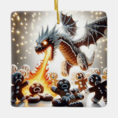Grappig Kerstfeest: Gingerbread Dragon On the Loos Keramisch Ornament (Voorkant)