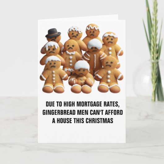 Grappig Kerstfeest: Gingerbread Mannen zijn dakloo Kaart (Voorkant)