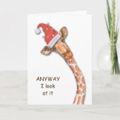 Grappig kerstfeest Giraffe Feestdagen Kaart (Voorkant)