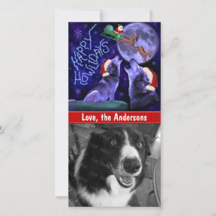 Grappig Kerstfeest Happy Howholidays Wolf Pun Pet  Feestdagenkaart