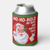 Grappig kerstfeest | Ho-Ho-Hold My Beer & Watch th Blikjeskoeler (Blikje Voorkant)